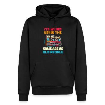 Vintage | Classic | Classic | Old - Men’s Premium Organic Hoodie - black - Front - Nico (187cm)