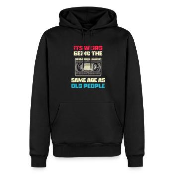 Vintage | Classic | Classic | Old - Men’s Premium Organic Hoodie - black - Front - Nico (187cm)