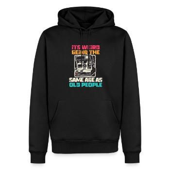 Vintage | Classic | Classic | Old - Men’s Premium Organic Hoodie - black - Front - Nico (187cm)