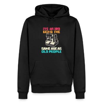 Vintage | Classic | Classic | Old - Men’s Premium Organic Hoodie - black - Front - Nico (187cm)