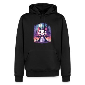 Niedliche Halloween Vampir Katze - Männer Premium Bio Hoodie - Schwarz - Vorne - Nico (187cm)