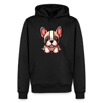 Süße kleine französische Bulldogge - Männer Premium Bio Hoodie - Schwarz - Vorne - Nico (187cm)