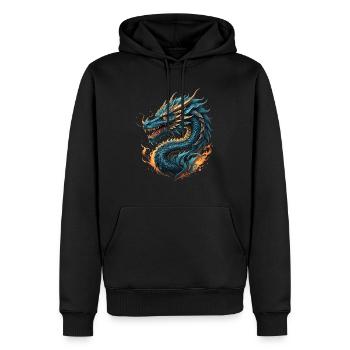 Feuerdrache - Männer Premium Bio Hoodie - Schwarz - Vorne - Nico (187cm)