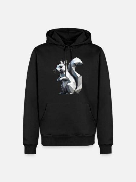 Squirrel - Cute Low Polygon Design - Men’s Premium Organic Hoodie - black