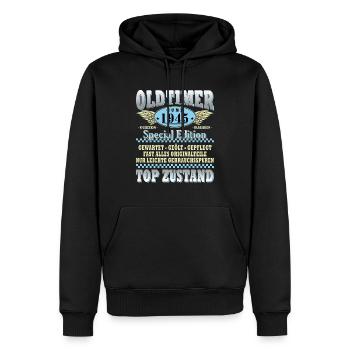 Oldtimer Juni 1945 Jahrgang 1945 Geburtstag 1945 - Männer Premium Bio Hoodie - Schwarz - Vorne - Nico (187cm)