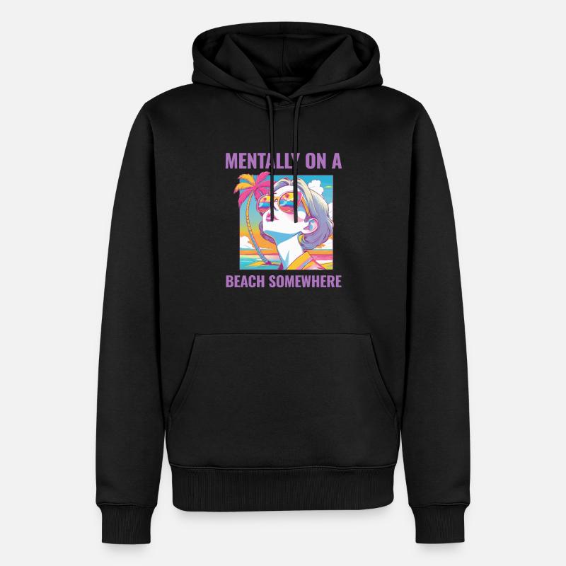 Mentalement à la plage - Sweat à capuche Premium bio Homme - noir