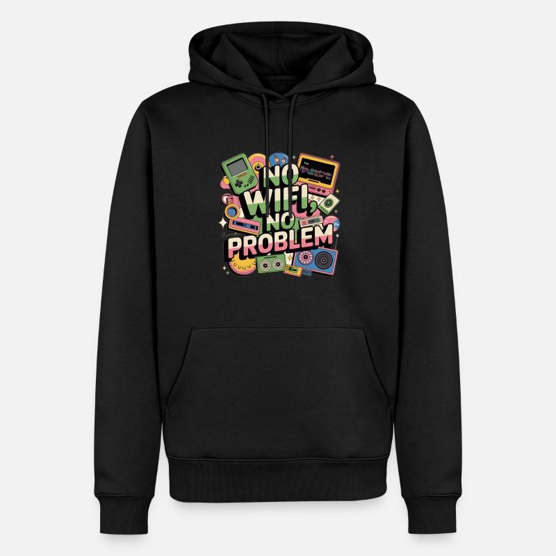 no wifi no problem - Männer Premium Bio Hoodie - Schwarz