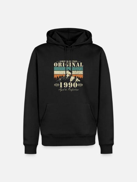 Né en 1990 - Sweat à capuche Premium bio Homme - noir
