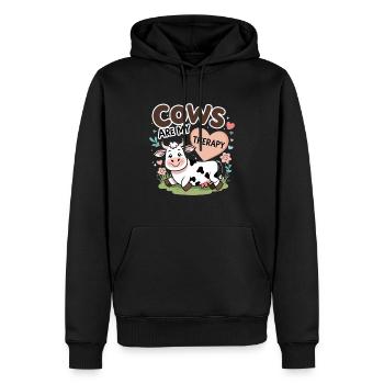 Kuh Therapie Bauernhof Tier Bauer Geschenk Kuh - Männer Premium Bio Hoodie - Schwarz - Vorne - Nico (187cm)