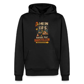 Mein GPS kennt nur Baustellen - Vermesser - Männer Premium Bio Hoodie - Schwarz - Vorne - Nico (187cm)