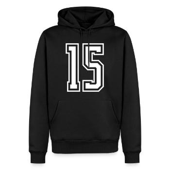 15 Numéro de numéro - Sweat à capuche Premium bio Homme - noir - Devant - Nico (187cm)