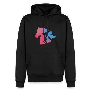 Animaux Chien Chat Cheval Coloré Cheval Design - Sweat à capuche Premium bio Homme - noir - Devant - Nico (187cm)