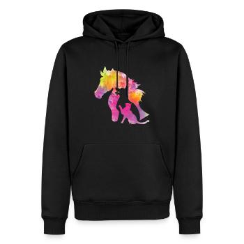 Chien de cheval et chat Fun Coloré Animal de compagnie Amoureux des animaux - Sweat à capuche Premium bio Homme - noir - Devant - Nico (187cm)