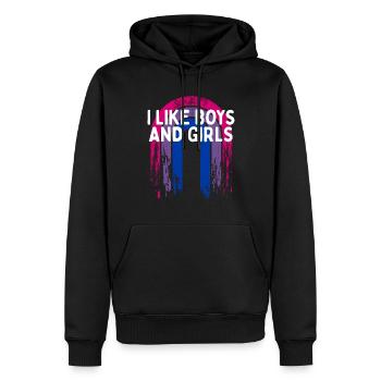 I Like Boys and Girls Bisexual LGBTQ Bi Pride - Männer Premium Bio Hoodie - Schwarz - Vorne - Nico (187cm)