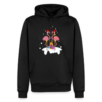 Flamingo-Weihnachten. Weihnachtsgeschenk - Männer Premium Bio Hoodie - Schwarz - Vorne - Nico (187cm)