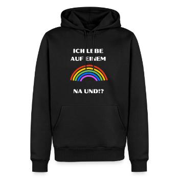 Ich Lebe auf einem Regenbogen - Männer Premium Bio Hoodie - Schwarz - Vorne - Nico (187cm)