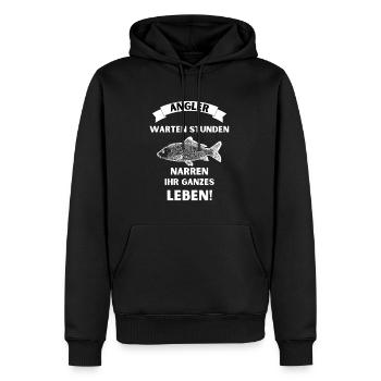 Angler und Narren - Männer Premium Bio Hoodie - Schwarz - Vorne - Nico (187cm)