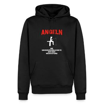 Nichtstun bzw. Angeln - Männer Premium Bio Hoodie - Schwarz - Vorne - Nico (187cm)
