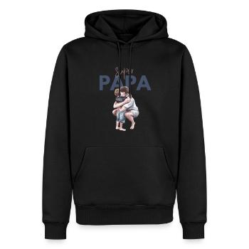 Super Papa - cadeau Fête des pères - Sweat à capuche Premium bio Homme - noir - Devant - Nico (187cm)