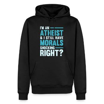 Atheismus Sprüche | Atheisten Atheist Geschenkidee - Männer Premium Bio Hoodie - Schwarz - Vorne - Nico (187cm)