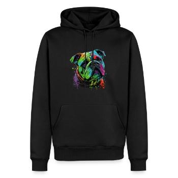 Bouledogue anglais Pop Art I Dog Lover I Splash Art - Sweat à capuche Premium bio Homme - noir - Devant - Nico (187cm)