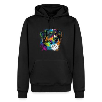 Berger australien Pop Art & Dog Lover & Splash - Sweat à capuche Premium bio Homme - noir - Devant - Nico (187cm)