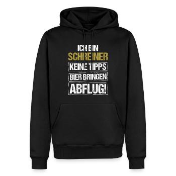 Ich bin Schreiner - Bier bringen und Abflug - Männer Premium Bio Hoodie - Schwarz - Vorne - Nico (187cm)