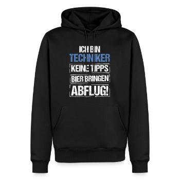 I'm a technician - bring beer and take off - Men’s Premium Organic Hoodie - black - Front - Nico (187cm)