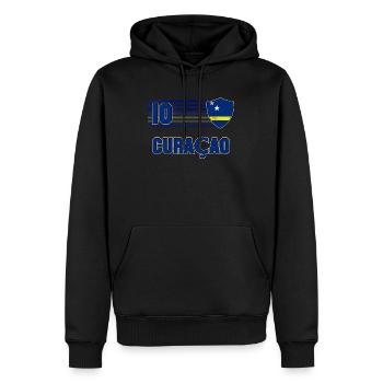 Curaçao - Männer Premium Bio Hoodie - Schwarz - Vorne - Nico (187cm)