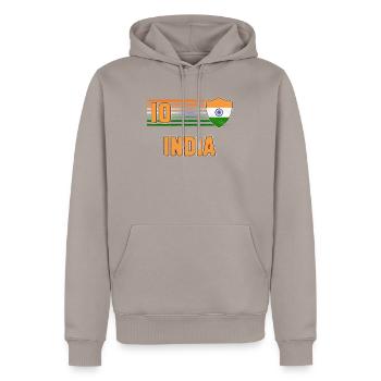 India - Men’s Premium Organic Hoodie - taupe - Front - Nico (187cm)