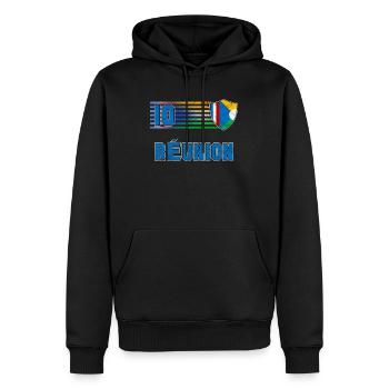 Réunion - Sweat à capuche Premium bio Homme - noir - Devant - Nico (187cm)