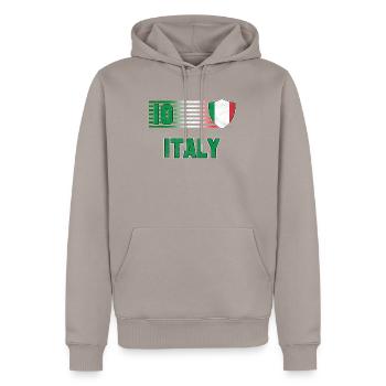 Italie - Sweat à capuche Premium bio Homme - taupe - Devant - Nico (187cm)