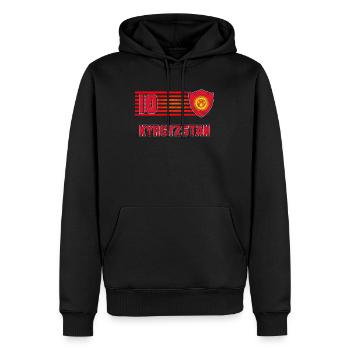 Kirgisistan - Männer Premium Bio Hoodie - Schwarz - Vorne - Nico (187cm)