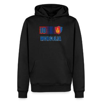 Mongolia - Men’s Premium Organic Hoodie - black - Front - Nico (187cm)