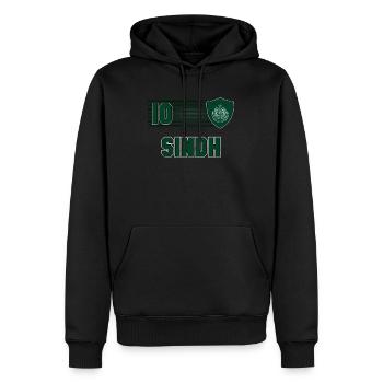 Sindh - Männer Premium Bio Hoodie - Schwarz - Vorne - Nico (187cm)