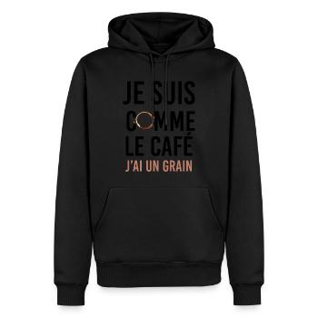 Le Café Du Matin Humour Message Drôle - Sweat à capuche Premium bio Homme - noir - Devant - Nico (187cm)