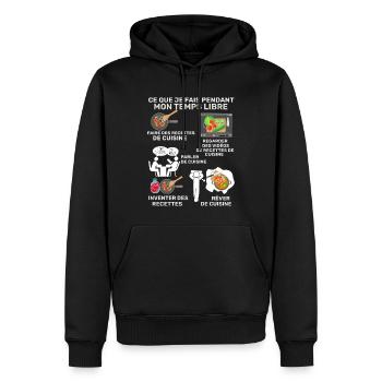 Cuisine Humour Passion Idée Cadeau Cuisinier - Sweat à capuche Premium bio Homme - noir - Devant - Nico (187cm)