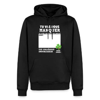 Tu Vas Nous Manquer Cadeau Départ Collègue - Sweat à capuche Premium bio Homme - noir - Devant - Nico (187cm)