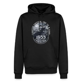 Légendaire depuis 1955 - Sweat à capuche Premium bio Homme - noir - Devant - Nico (187cm)