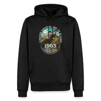 Legendary since 1965 - Men’s Premium Organic Hoodie - black - Front - Nico (187cm)
