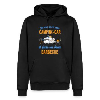 Camping car faire et barbecue le bonheur de papy - Sweat à capuche Premium bio Homme - noir - Devant - Nico (187cm)