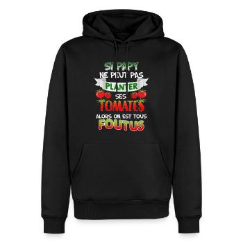 Papy plante ses tomates humour papi jardinier cool - Sweat à capuche Premium bio Homme - noir - Devant - Nico (187cm)