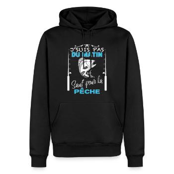 Pêcheur Du Matin Humour Papa Et Pêche - Sweat à capuche Premium bio Homme - noir - Devant - Nico (187cm)
