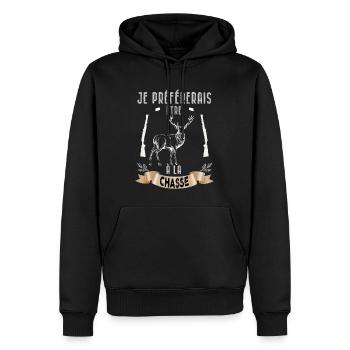 Etre A La Chasse Humour Chasseur - Sweat à capuche Premium bio Homme - noir - Devant - Nico (187cm)