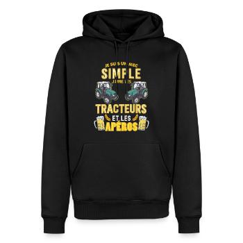 Tracteur Et aperos Entre Pote Humour Papa - Sweat à capuche Premium bio Homme - noir - Devant - Nico (187cm)