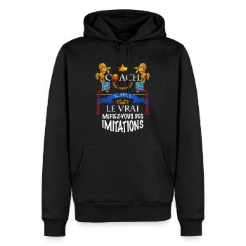 Coach basket entraîneur basket-ball cadeau homme - Sweat à capuche Premium bio Homme - noir - Devant - Nico (187cm)