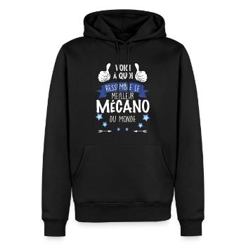 Meilleur mécano du monde - Sweat à capuche Premium bio Homme - noir - Devant - Nico (187cm)