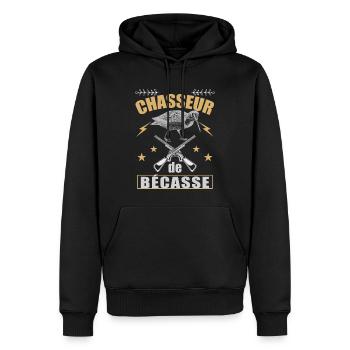 Chasseur De Bécasse Cadeau Humour Chasse - Sweat à capuche Premium bio Homme - noir - Devant - Nico (187cm)