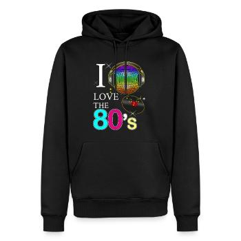 Jahr 80 Mode Retro Vintage Nostalgie Musik - Männer Premium Bio Hoodie - Schwarz - Vorne - Nico (187cm)