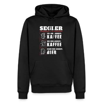 Mon quotidien de marin - Sweat à capuche Premium bio Homme - noir - Devant - Nico (187cm)